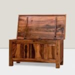 Jodhpur Crafts Solid Sheesham Wood Florence Storage Blanket Box Multipurpose Coffee & Center Table – Honey Finish - Image 4