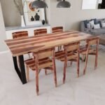 Jodhpur Carfts Sheesham Wood 6 Seater Dining Table with Cushion Chair for Living Room Home Wooden Dining Room Furniture (Honey Finish)