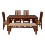 Jodhpur Crafts Solid Sheesham Wood 6 Seater Dining Table Set - Image 3