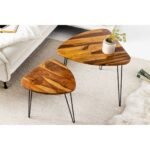 Sheesham Wood Center Coffee Table Nesting Table | Tea Table for Home Office Wooden Tables for Living Room | (Teak Finish with Iron Legs)