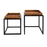 Jodhpur crafts modern industrial nesting tables Metal and Wood Dining Table Set Black - Image 2