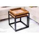 Jodhpur crafts modern industrial nesting tables Metal and Wood Dining Table Set Black - Image 5