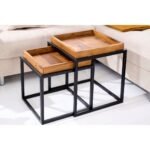 Jodhpur crafts modern industrial nesting tables Metal and Wood Dining Table Set Black - Image 6