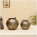 Jodhpur Crafts Iron Antique Big Handi Tea-Light Holder, Metal Tealight Candle Holders for Decor & Showcase Items (Length 7 inches, Width 7 inches, Height 8 Inches)