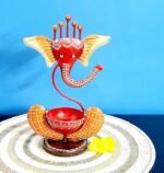 Handicraft Metal/ Iron Handpainted Stand Showpiece/ Statue Home Decor, Living Room, Puja Room, Drawing Room, Bedroom, Office, Table Decor & for Gifting Purpose (Orange) - Image 3