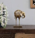 Jodhpur Craft Metal Elephant Statue Tea Light Candle Holder Stand Decorative Showpiece for Home Living Room Desk Office Desk Decoration (Set of 1)