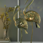 Jodhpur Craft Iron Tall Crane Tealight Holder Figurine | Table arts for Home decoration, Living Room, Table Décor | Color: Gold | Dimension: (Big 30 * 8 * 10inch) (Small 23 * 9 * 4inch)