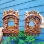 Jodhpur Crafts Handcrafted Wooden Jharokhas copper-toned brown