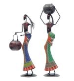 Jodhpur Crafts Tribal Lady Metal Showpiece - Image 2