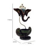Jodhpur Crafts 'Artistic Black Ganesha' Hand-Painted Tea Light Candle Holder for Home Decor Decorative Lamps for Living Room Decoration & Showcase Items (Iron, 11) Inch - Image 4