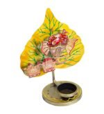 Jodhpur crafts Iron Metal Lord Ganesha on Yellow Leaf Tealight or Candle Holder Stand Idol Showpiece- Perfect for Pooja Room and Table Decor, Home Decoration, and Corporate Gift Items -11 Inches - Image 6