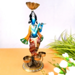 Jodhpur crafts Iron Tealight Candle Holder Krishnaa Shaped Hand Painted Showpiece for Home Décor 13.5 inch - Image 3