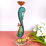 Jodhpur Crafts Peacock Design Metal Tea Light Candle Holder - Image 2